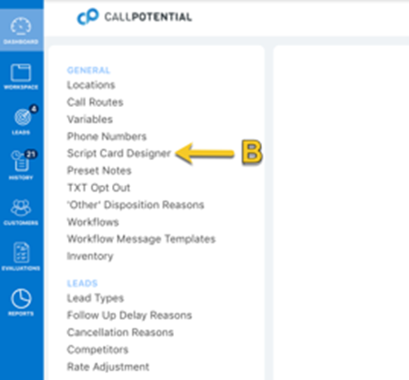 Creating New Script Cards – Storable CRM